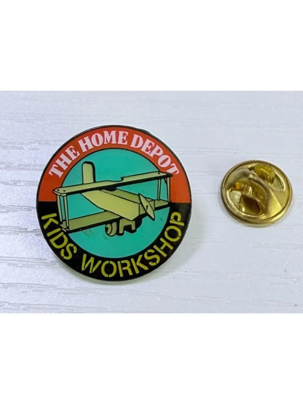 Home Depot Kids Workshop Pin Airplane Design Enamel Bi Plane